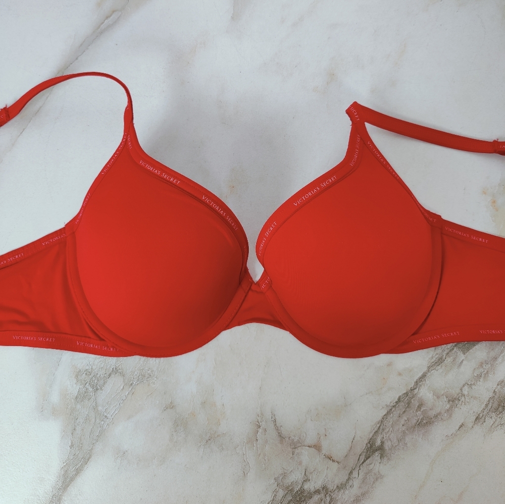 Victoria's Secret Full Coverage T-Shirt Push-Up Bra, Red, 36C
